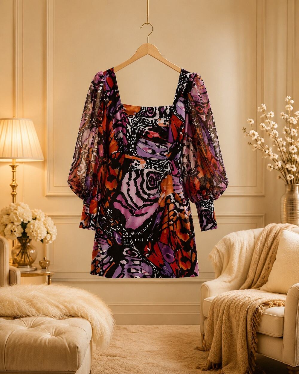 Hutch Elaine Anthropologie Purple Butterfly Swirl Mini Dress NWT Sz 6 Whimsical